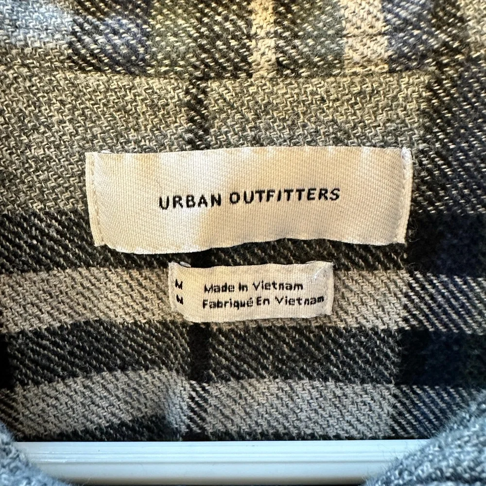 Urban Outfitters Navy and Gray Flannel Plaid Shirt